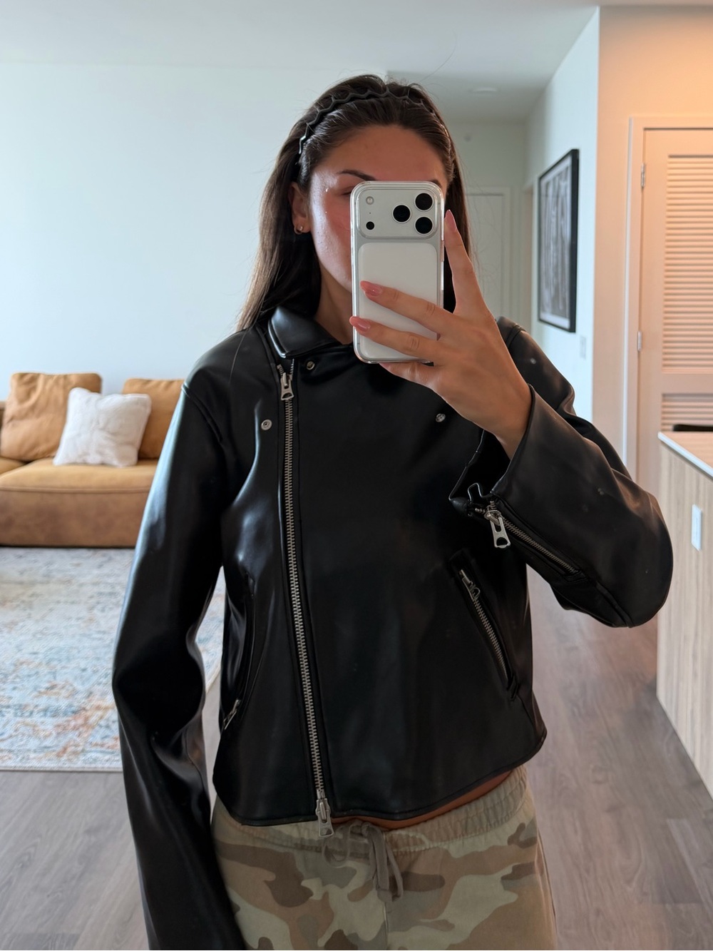 Wilfred Black Leather Moto Jacket